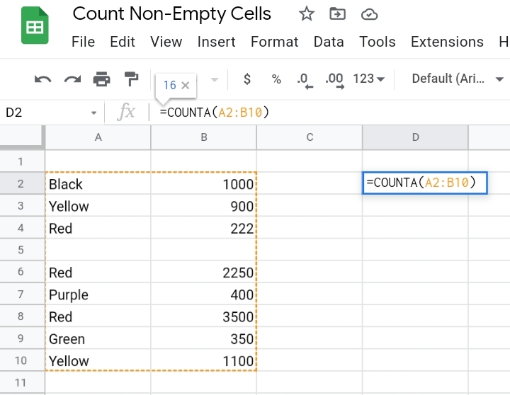 1 How To Count the Non-Empty Cells in Google Sheets