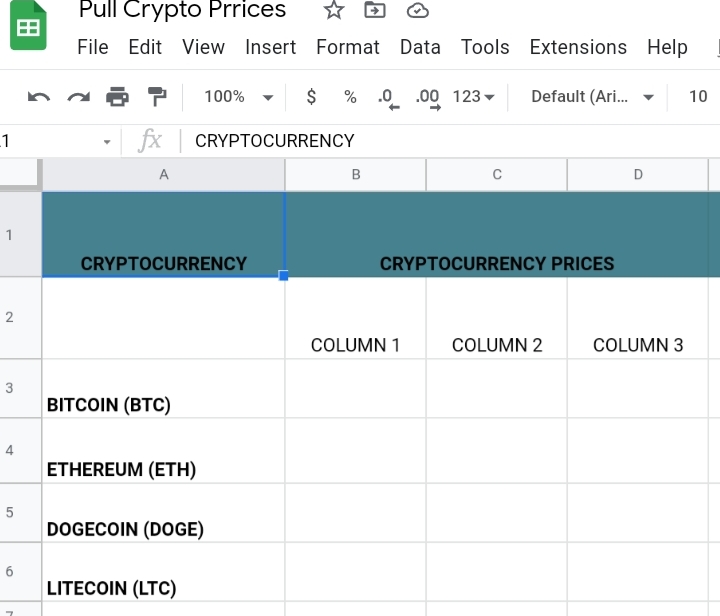 1 How To Pulling Cryptocurrency Prices Into Google Sheets