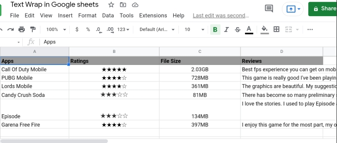 1 How to Wrap Text In Cells In Google Sheets