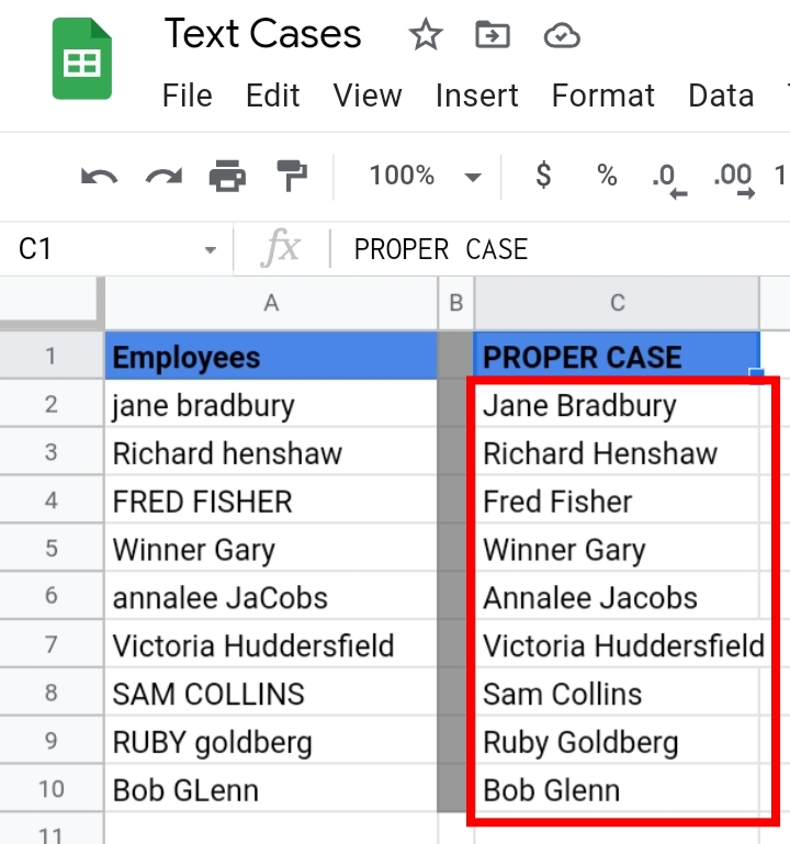 10 Change Text Case in Google Sheets