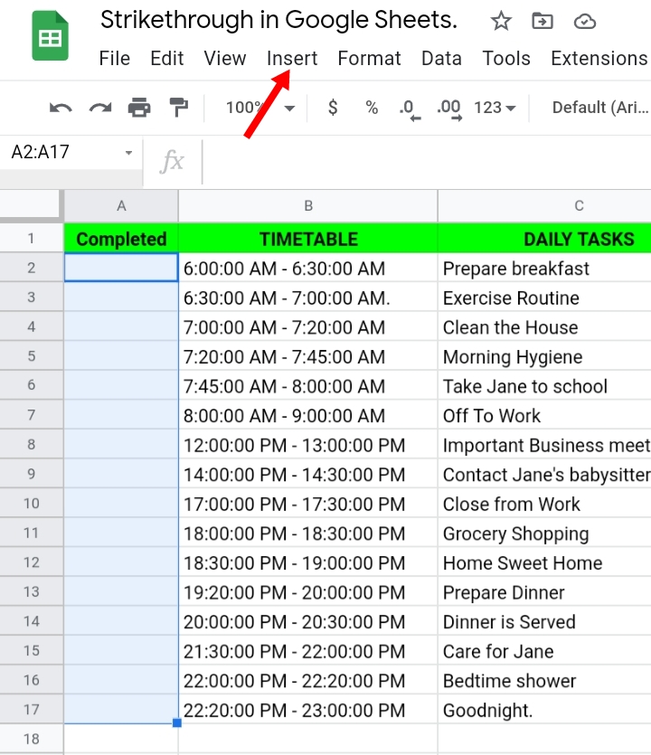 11 Strikethrough Format in Google Sheets