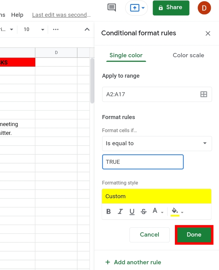 12 Change the Checkbox color while Toggling in Google Sheets