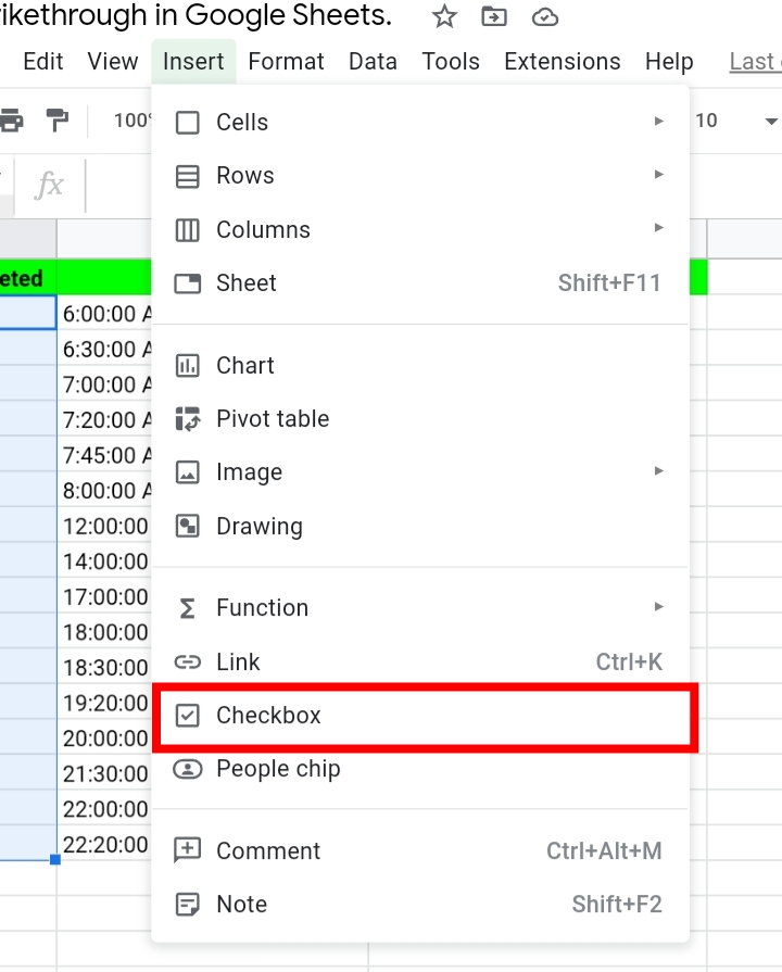 12 Strikethrough Format in Google Sheets