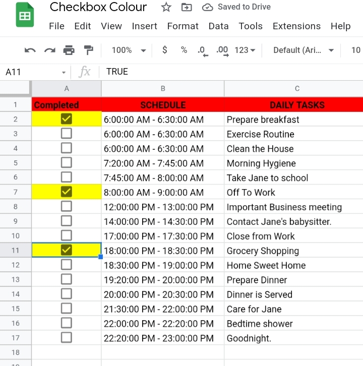 13 Change the Checkbox color while Toggling in Google Sheets