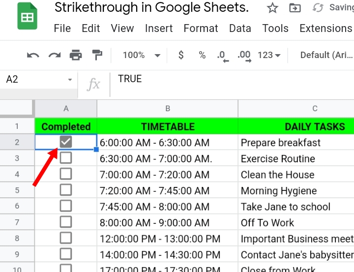 14 Strikethrough Format in Google Sheets