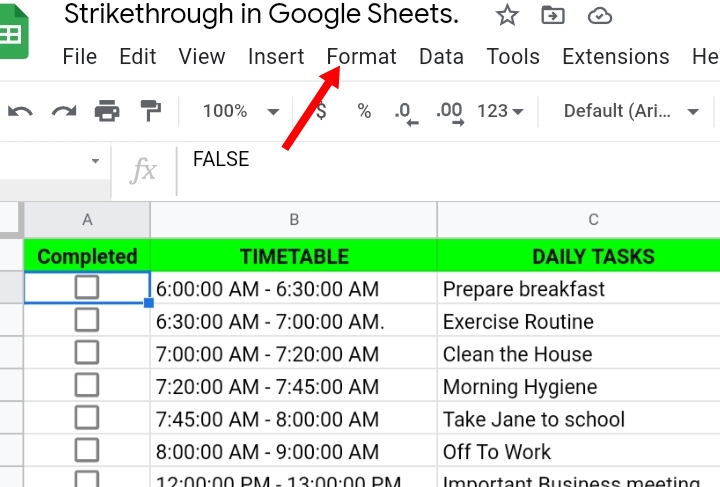 15 Strikethrough Format in Google Sheets