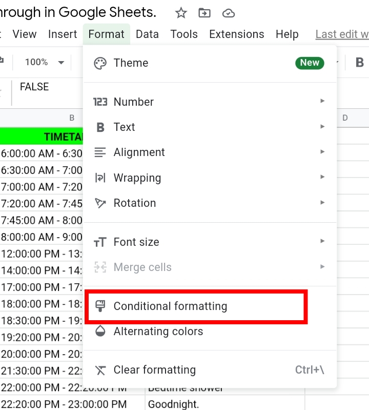 16 Strikethrough Format in Google Sheets