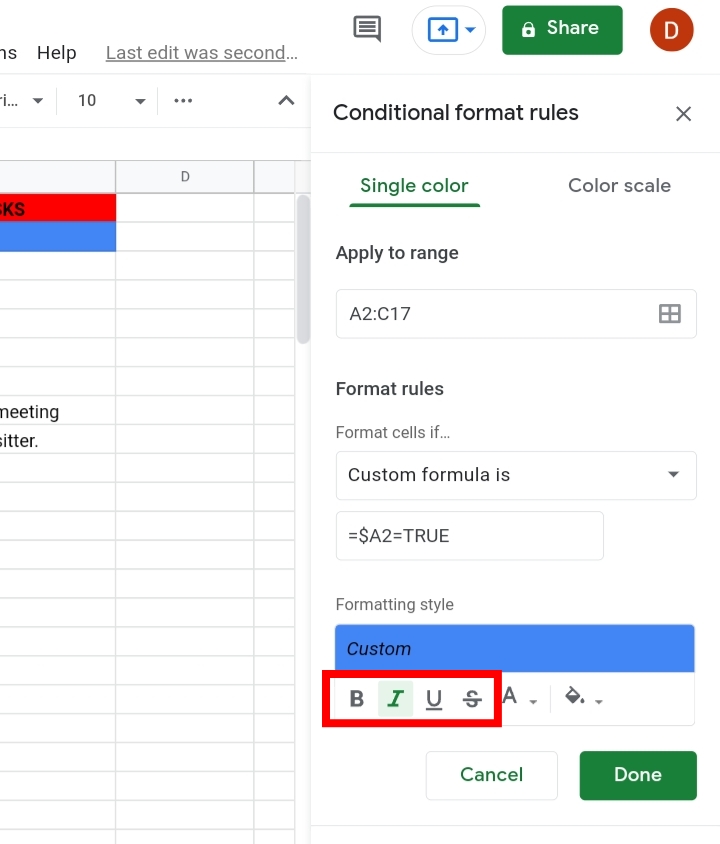 19 Change the Checkbox color while Toggling in Google Sheets