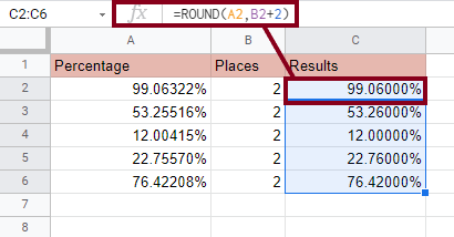 2 How to Round Percentage Values in Google Sheets