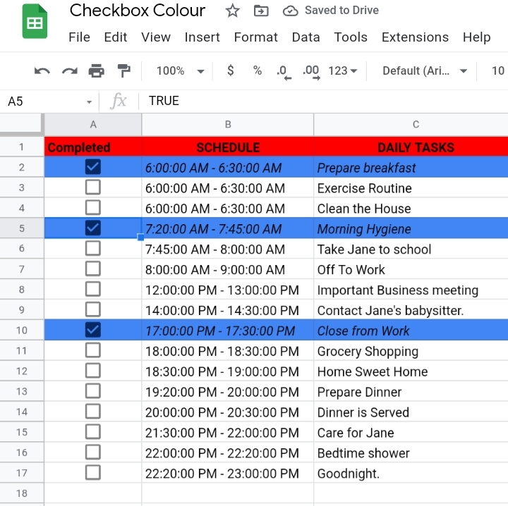 21 Change the Checkbox color while Toggling in Google Sheets