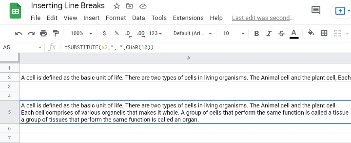 21 Insert a Line Break in Google Sheets