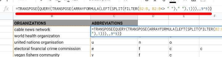 25 Extract the First Letter of Each Word in Google Sheets