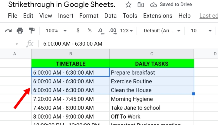 28 Strikethrough Format in Google Sheets