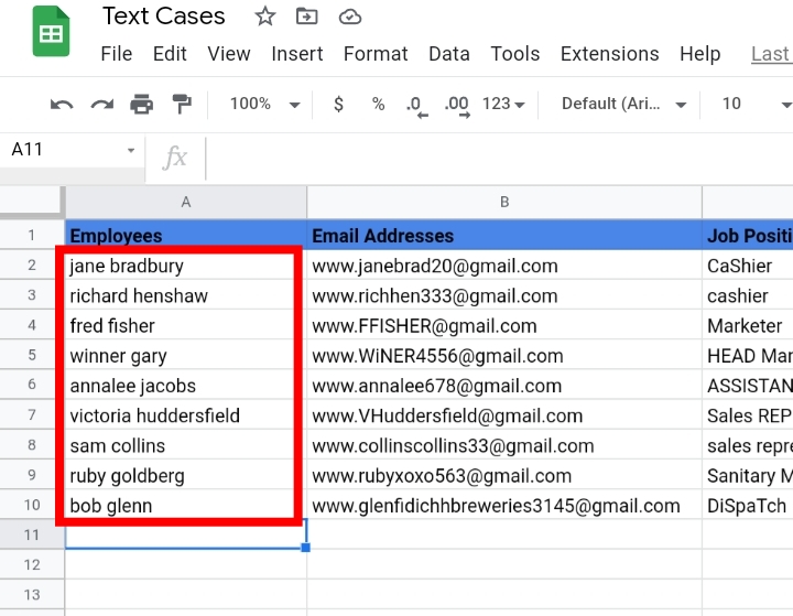 29 Change Text Case in Google Sheets