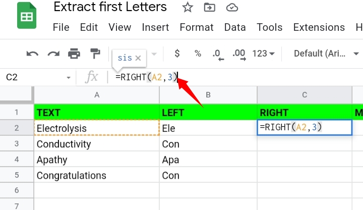 3 Extract the First Letter of Each Word in Google Sheets