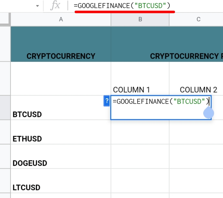 pull crypto prices into google sheets