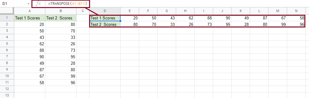 3 How to Use TRANSPOSE Function in Google Sheets