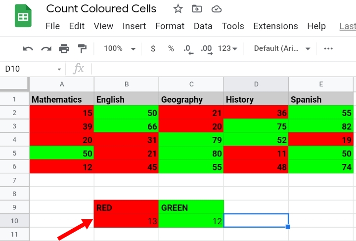 36 How To Count Colored Cells In Google Sheets