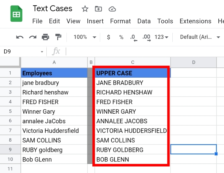 4 Change Text Case in Google Sheets