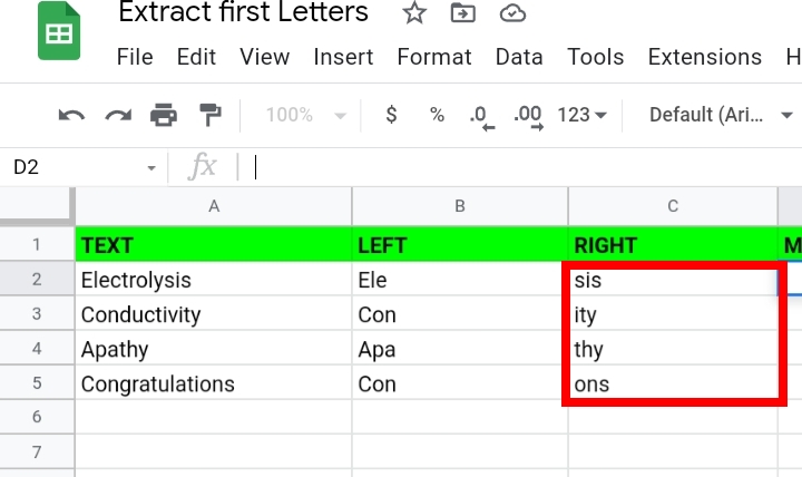 4 Extract the First Letter of Each Word in Google Sheets