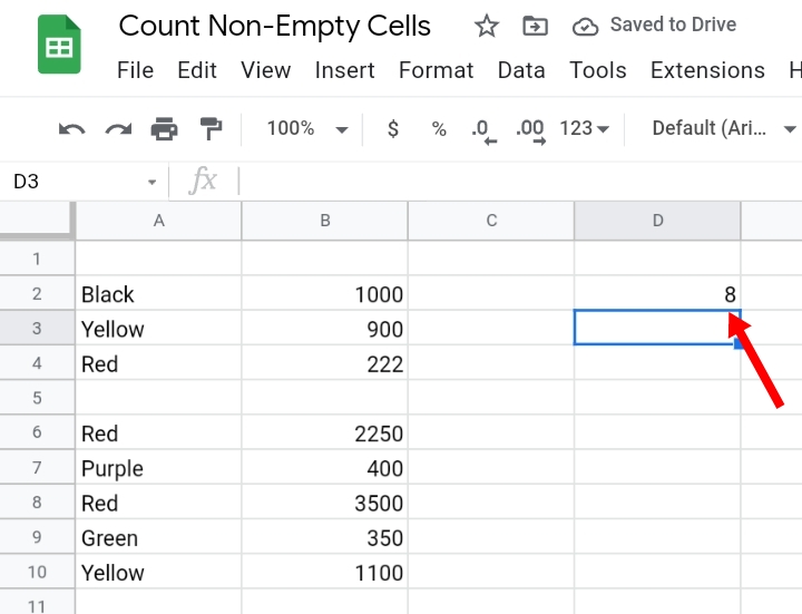 4 How To Count the Non-Empty Cells in Google Sheets