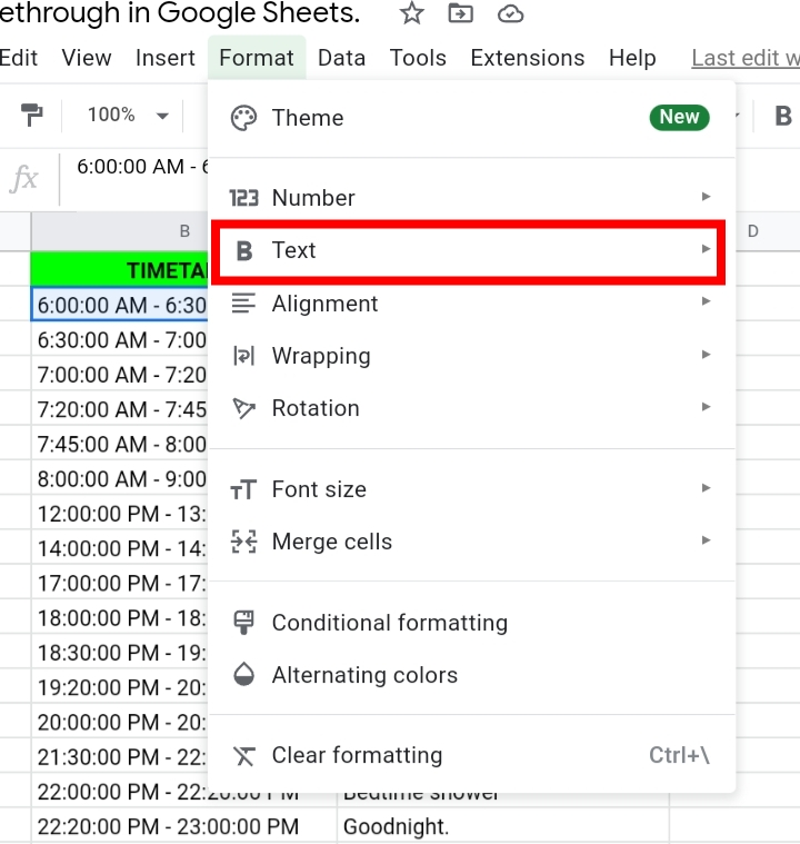 4 Strikethrough Format in Google Sheets