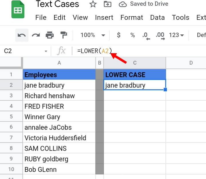 5 Change Text Case in Google Sheets