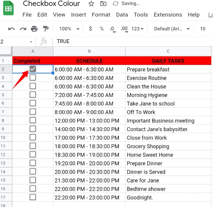 5 Change the Checkbox color while Toggling in Google Sheets