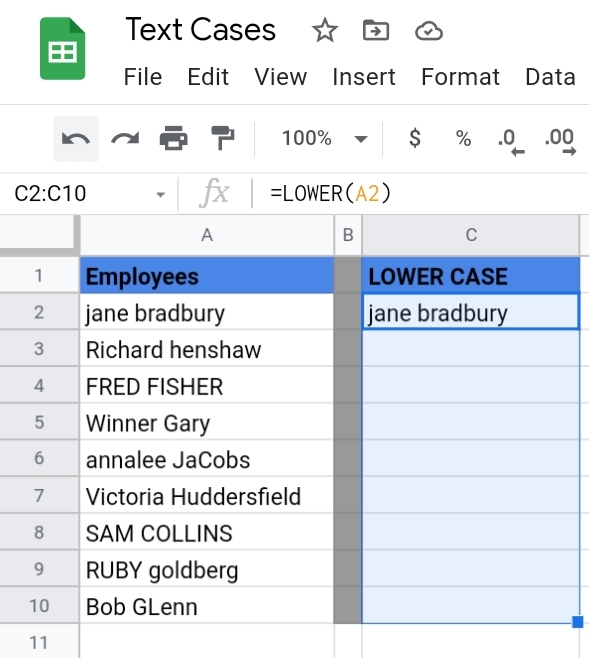 6 Change Text Case in Google Sheets