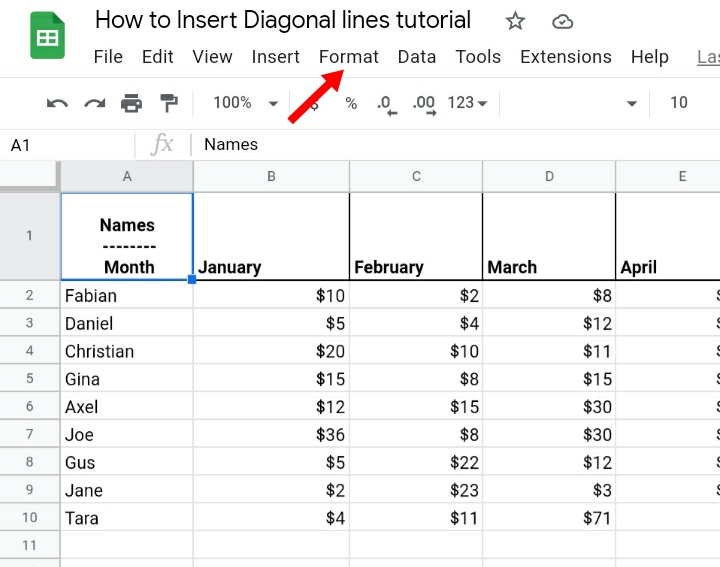 6 How To Insert Diagonal Line In Cell In Google Sheets