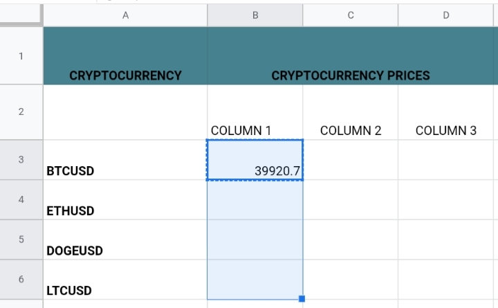 how to pull cryptocurrency market prices into google sheetsfrom