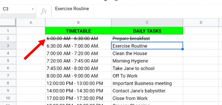 6 Strikethrough Format in Google Sheets