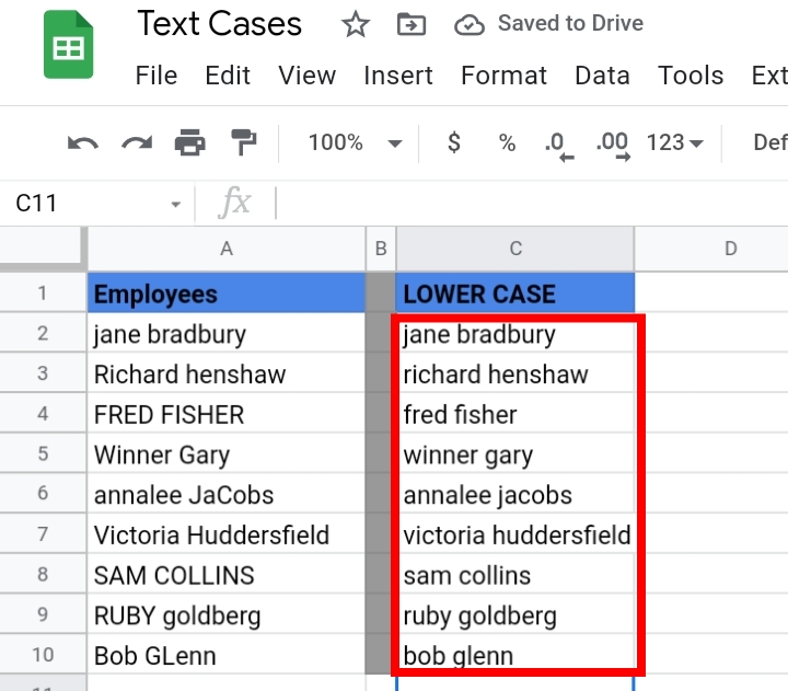 7 Change Text Case in Google Sheets