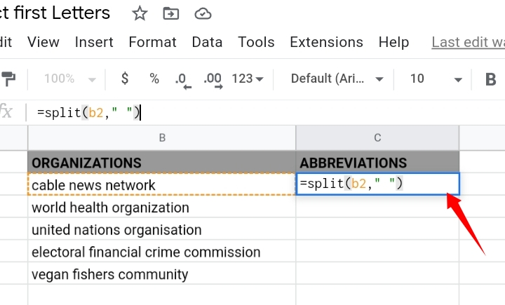 7 Extract the First Letter of Each Word in Google Sheets