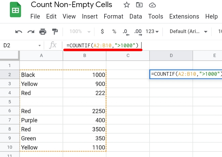 7 How To Count the Non-Empty Cells in Google Sheets