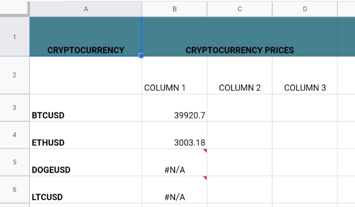 google sheets not recalculating cryptocurrency