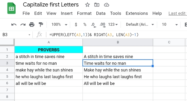 8 How to Capitalize First Letter in Google Sheets