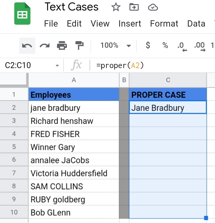 9 Change Text Case in Google Sheets