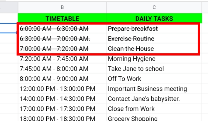 9 Strikethrough Format in Google Sheets