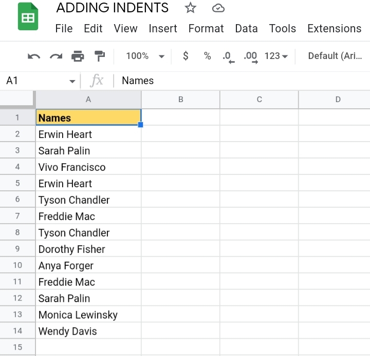 1Step By Step Guide On How You Add Indent Into Cells In Google Sheets