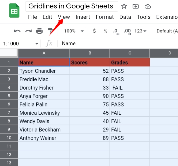 3How To Hide And Show Gridlines In Google Sheets