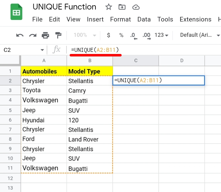 4 How To Create A Unique List Of Data Across Multiple Columns In Google Sheets