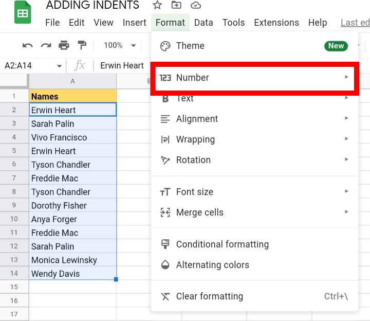 4Step By Step Guide On How You Add Indent Into Cells In Google Sheets