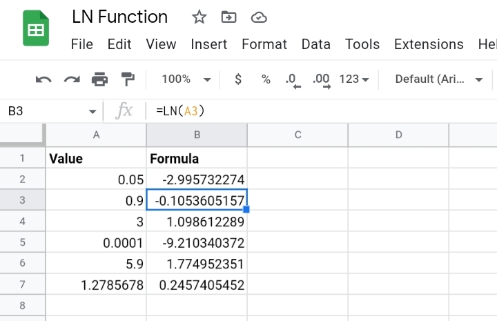 5How To Use The Ln Function In Google Sheets