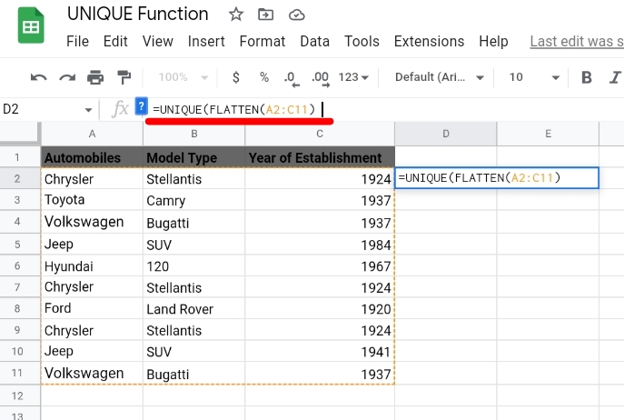 7 How To Create A Unique List Of Data Across Multiple Columns In Google Sheets