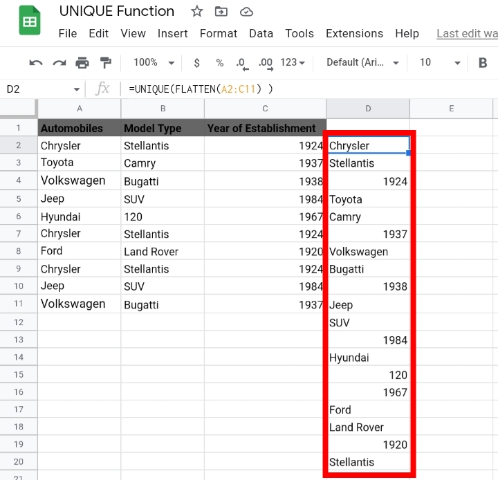 8 How To Create A Unique List Of Data Across Multiple Columns In Google Sheets