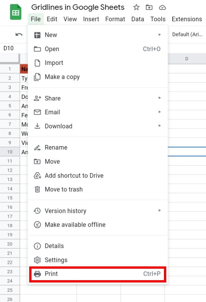 8How To Hide And Show Gridlines In Google Sheets