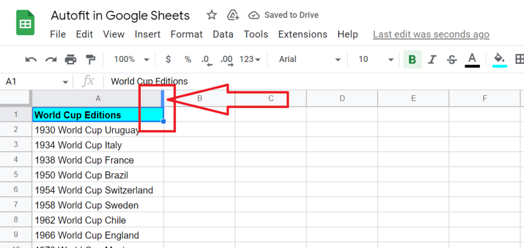 Autofit Column Width Google Sheets Shortcut