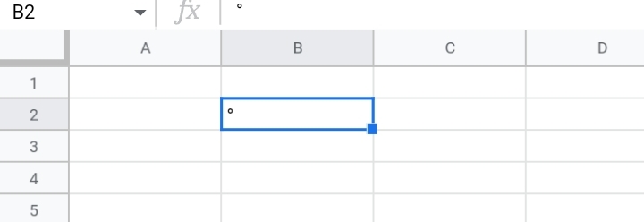 3 How to Insert a Degree Symbol in Google Sheets