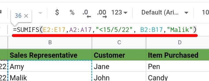 4 SUMIFS Google Sheets